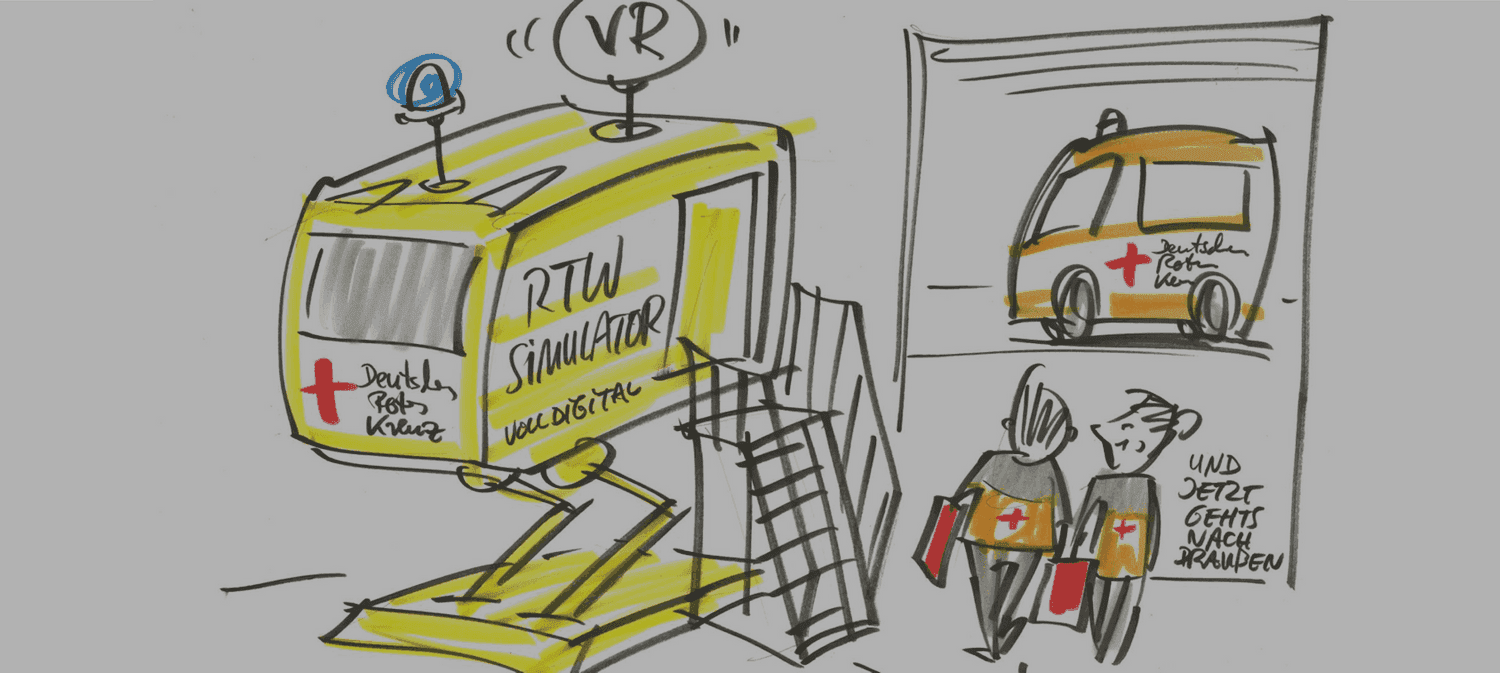 Venture header image with ambulance vehicle VR simulator.