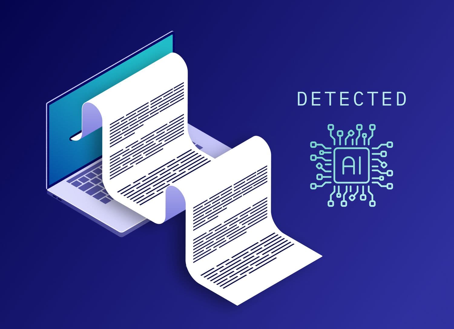 Laptop generating printout stamped with "detected"