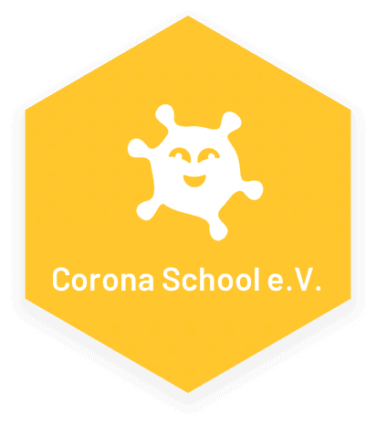  CoronaSchool logo on a hex