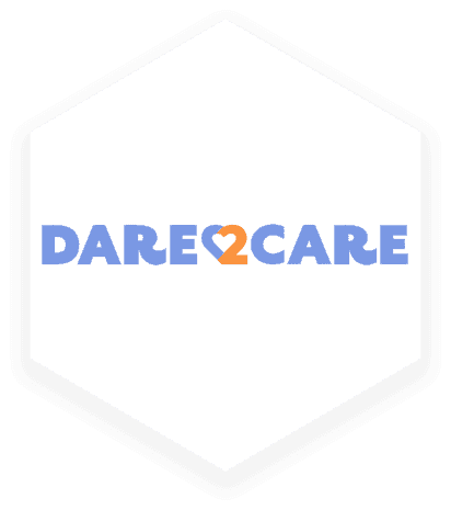 Dare2Care logo on hex