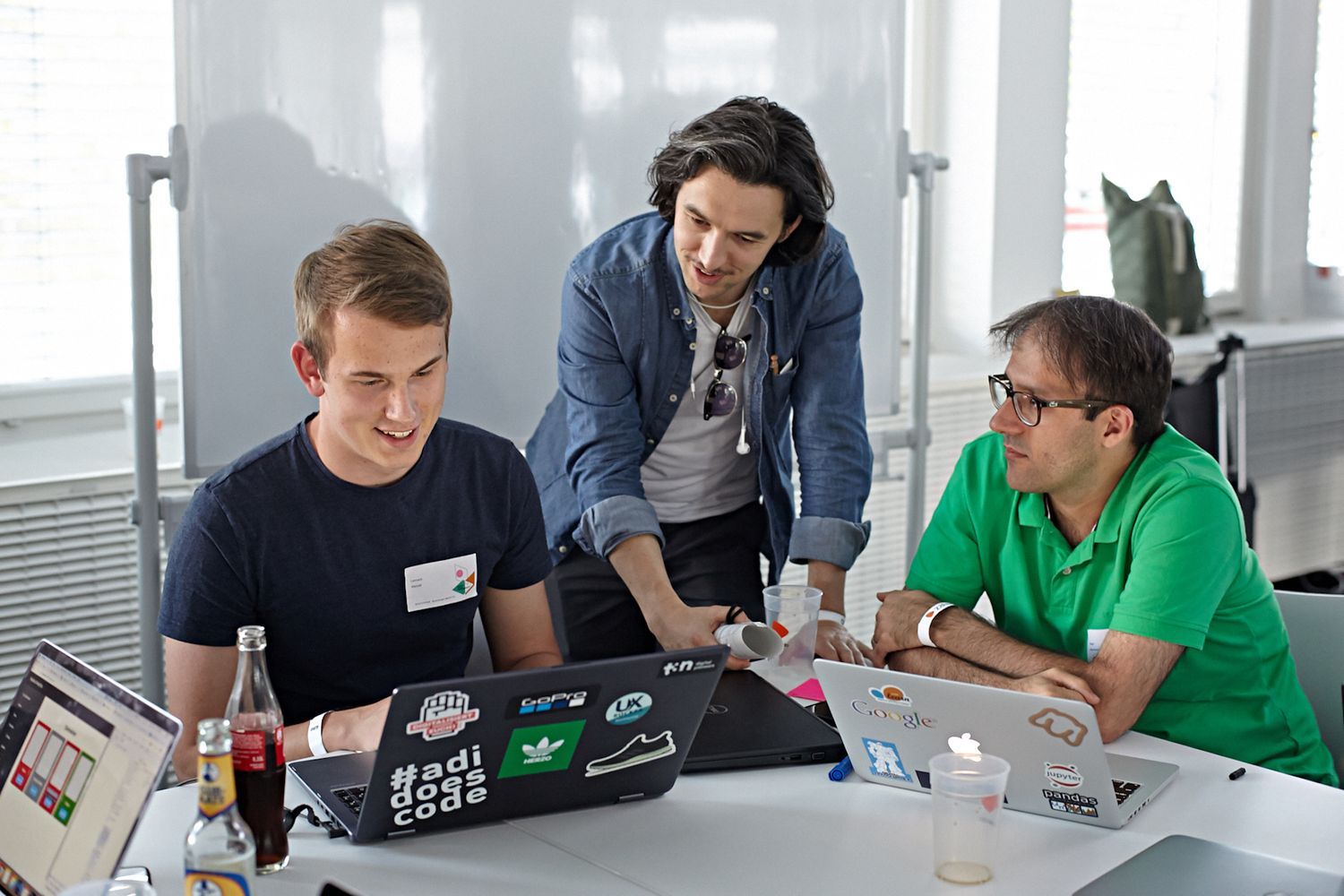 Hackathon participants working on a project
