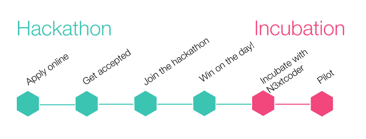 diagram of the hackathon and incubation process