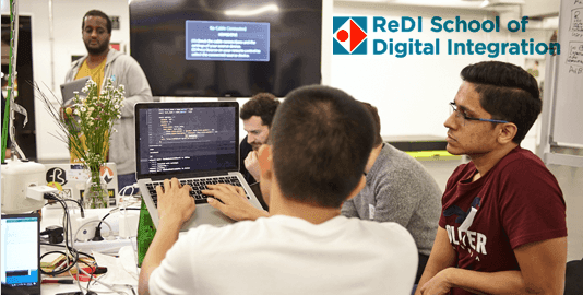 ReDI School of Digital Integration students working at the N3xtcoder Holiday Hackathon